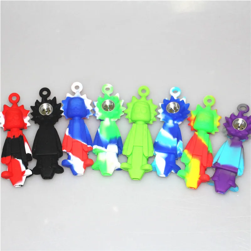 Unbreakable Silicone Pipes Hand Bongs With Metal Bowl spoon dry herb pipe For Smoking Tobacco Dabber Oil Rigs