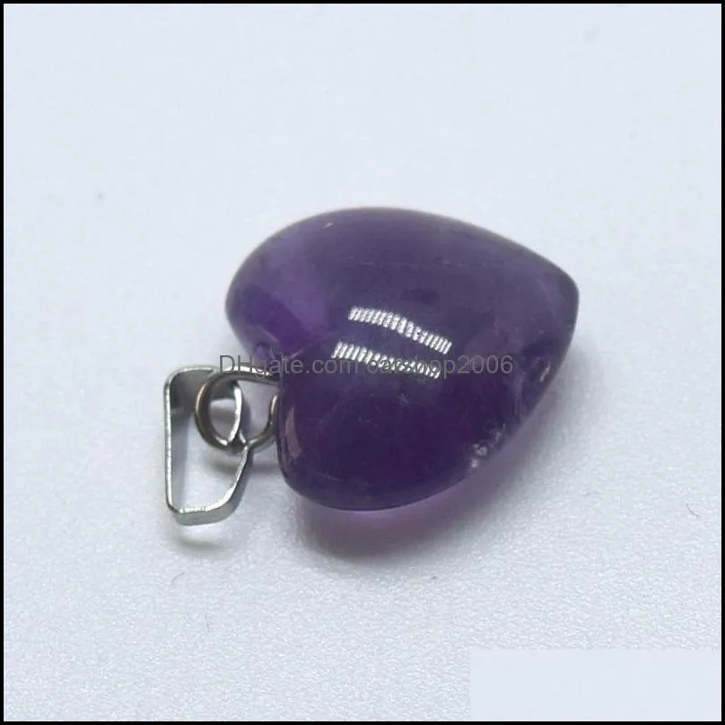 15mm heart chakra stone pendant healing rose crystal reiki charms for necklace diy jewelry making amethyst quart carshop2006
