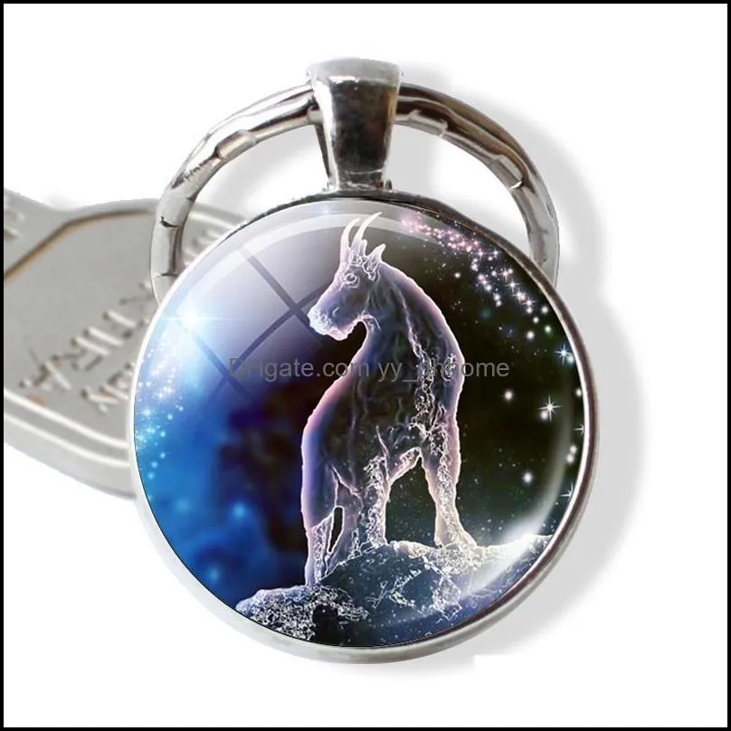 Zodiac Keychain 12 Zodiac Signs Constellations Glass Cabochon Keychain Zodiac Jewelry Birthday Gifts To Best Friends Men Women