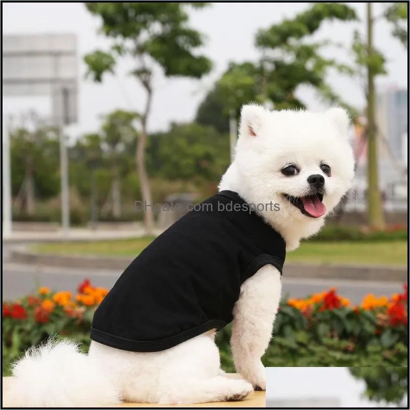 Sublimation Blank DIY Dog Clothes Cotton Dog Apparel White Vest Blanks Pet Shirts Solid Color T Shirt for Small Dogs Cat Red Blue Yellow