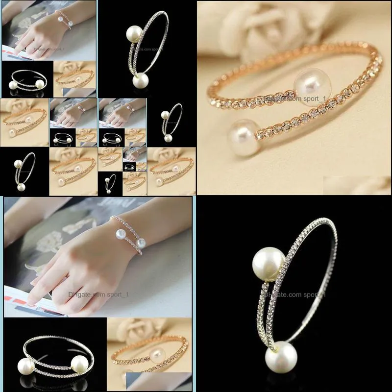 pearl bracelet spiral wedding bridal bracelets rhinestone crystal bracelet