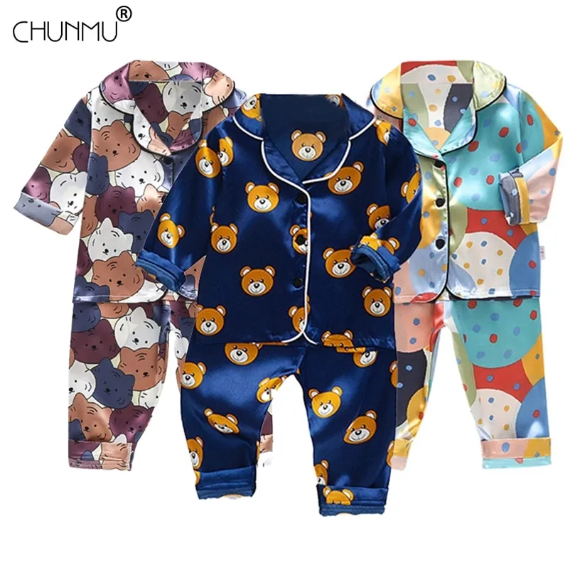 Pajama dla dzieci Set Spring Baby Boy Girl Ubrania swobodne uśpianie kreskówek spodnie odzież maluch S 220507