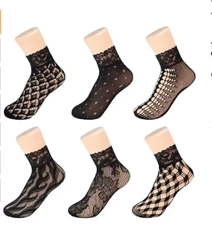 Lace Fishnet Ankle Socks Elastic High Dress Hollow Out Mesh Net Socks Panties Vrouwen Zomer sexy kousen zwart