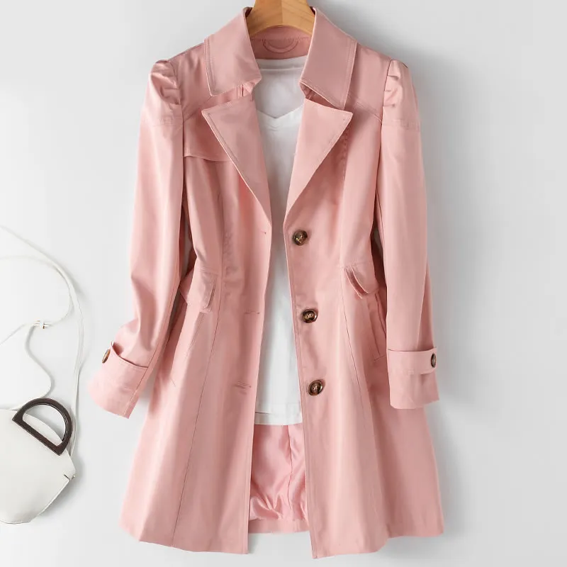 Spring Autumn Trench Coat Woman New Korean Single-breasted Mid-Long Women Overcoat Plus Size 5XL Windbreaker Female