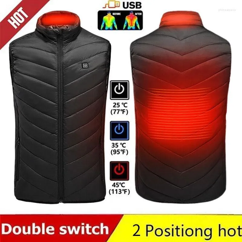 Men's Vests Heated Vest Men USB Jackets Smart Heating Thermal Clothing Hunting Winter Fashion Women Warm Heat S-8XL Phin22