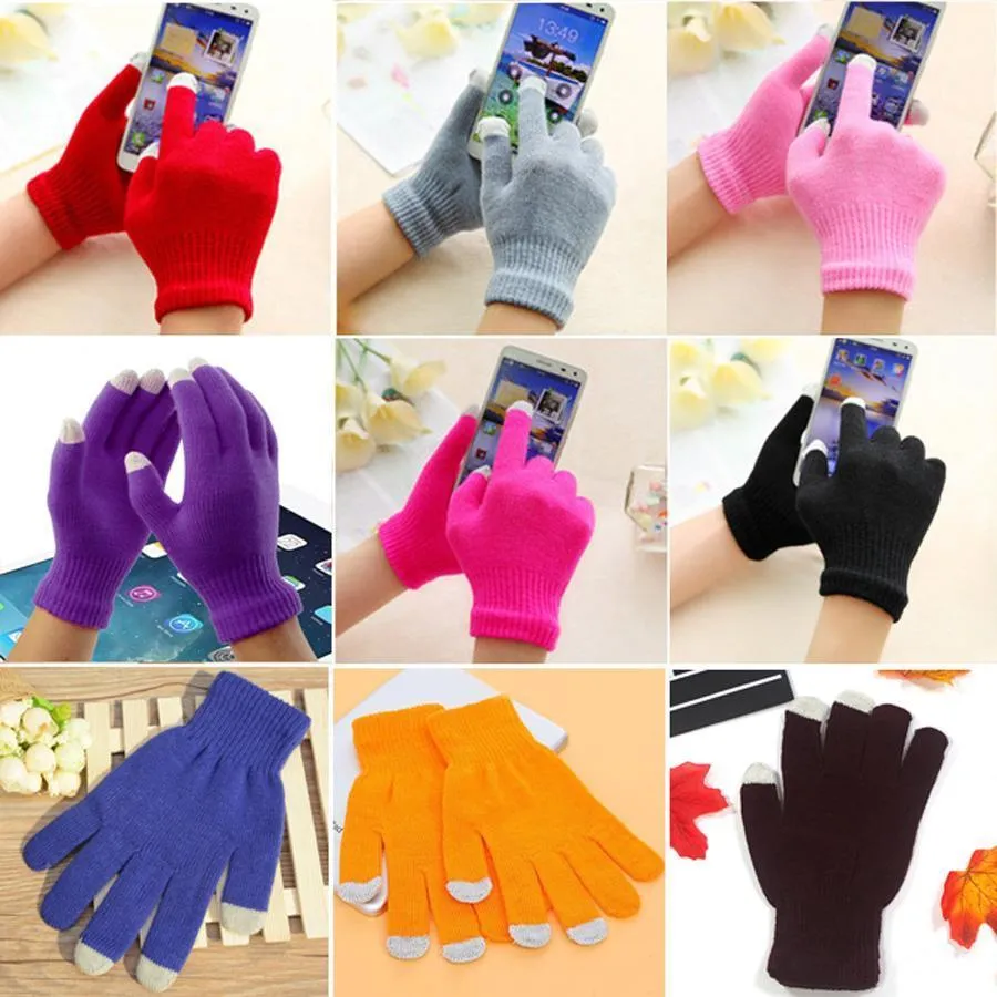 High quality Men Women Touch Screen Gloves Mittens Female Winter Full Finger Stretch Comfortable Breathable Warm Glove