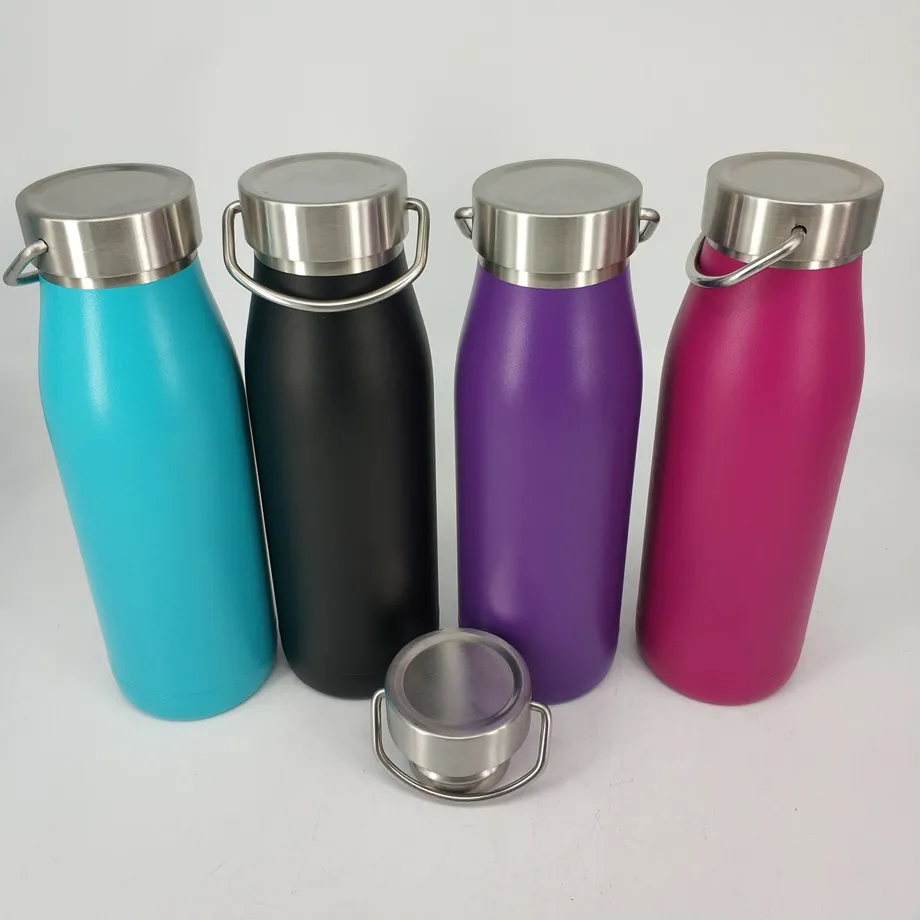 Bouteille d'eau 12 oz 17 oz flacon de jus lait thermos bouilloire tasse de voyage 304 tout en acier inoxydable double paroi isolé couvercle de boucle de vide