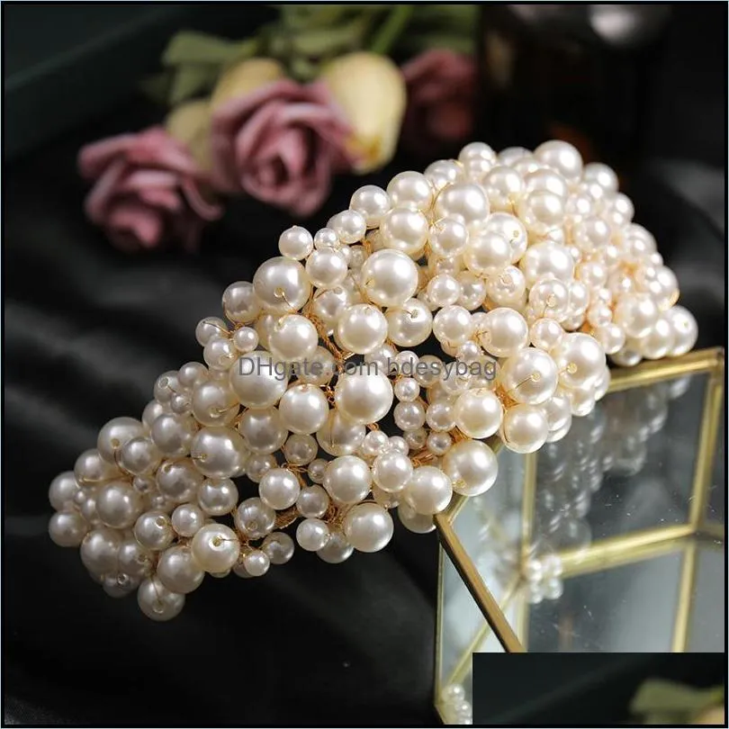 bridal crowns hair bands women head band korean bride tiara girl pearl crown headbands wedding tiaras headpieces birthday party tiaras jewelry