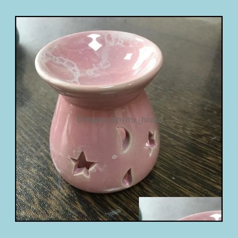 ceramic essential oil lamps hollow stars moon pattern simple essential oil fragrance candle incense burners sn1853