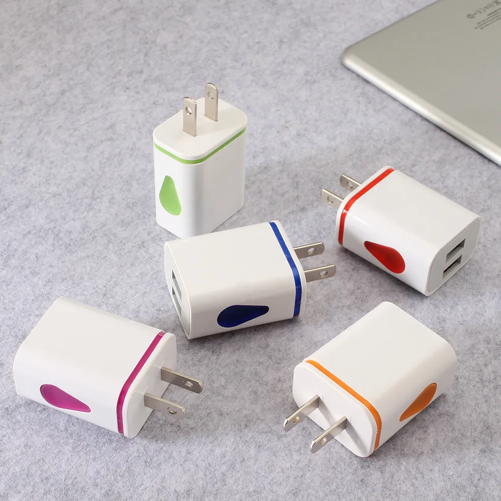 2 Ports USB gouttelettes d'eau lumière chargeur de téléphone portable adaptateur de charge de voyage US européen royaume-uni 2.1A chargeurs