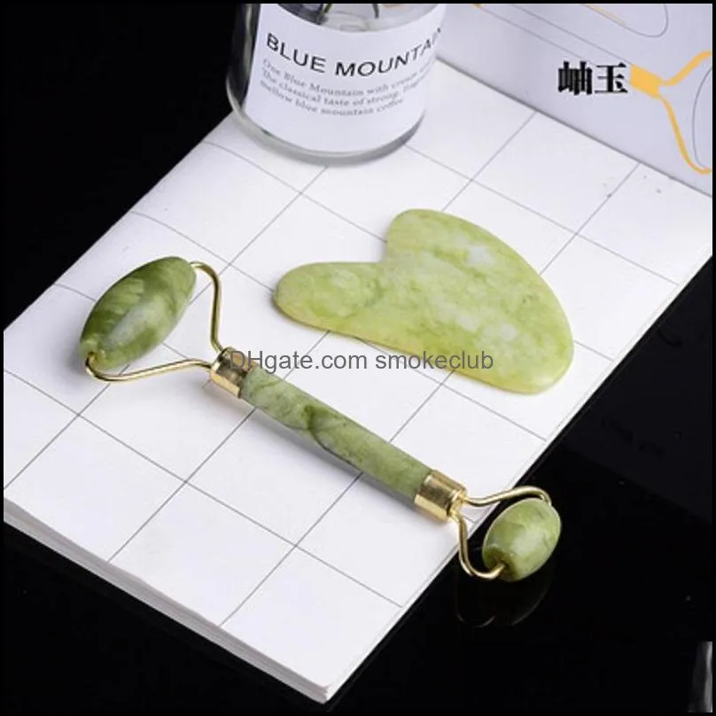 Natural crystal jade jewel roller massager scraping board set gift box beauty face-lift