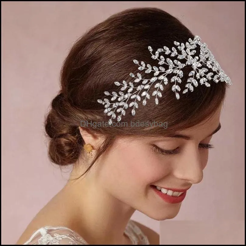 Wedding Hair Jewelry Fashion Bride Crown Tiaras With Zircon Women Accessories Headpiece Soft Luxury Barrettes Bc4702 Drop Delivery 2021 Su5E