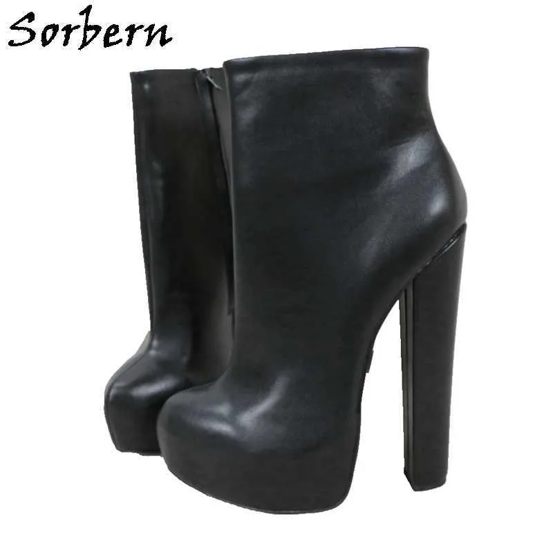 Sorbern 20cm 블록 발 뒤꿈치 발목 부츠 플랫폼 신발 크기 46 주문 - 주문 단단한 부티 unisex 스타일 chunky heels