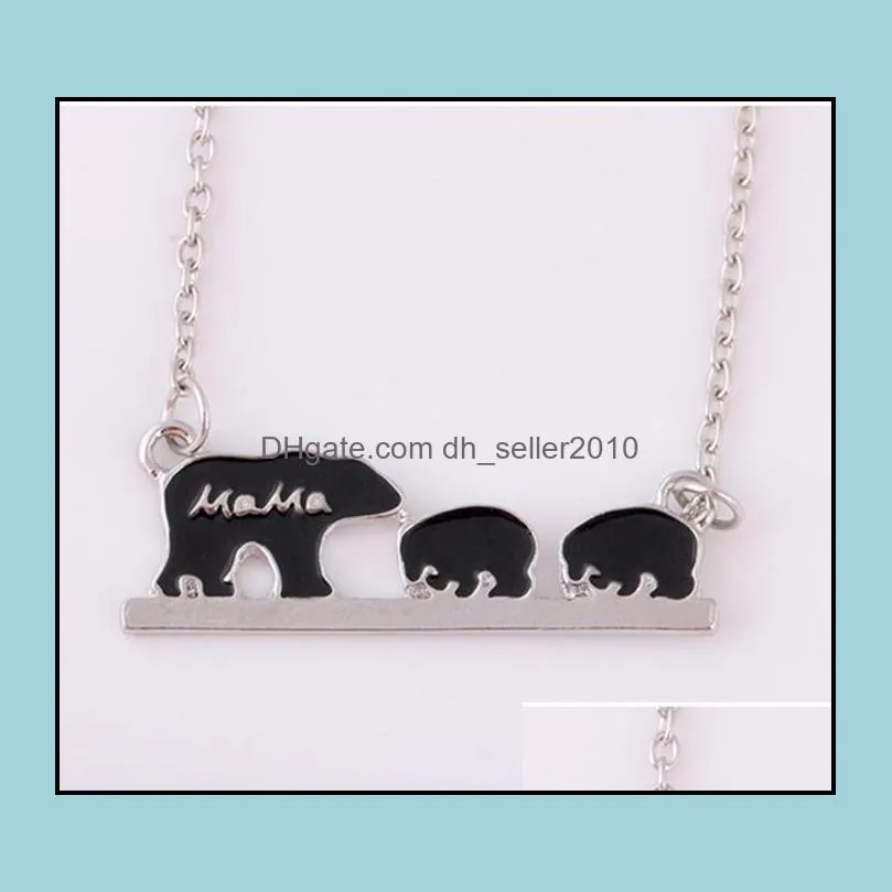 mama bear tag necklace engraved animal fashion mom and children jewelry mother kids love necklace