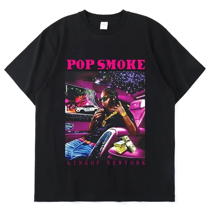Vintage Cool Rap Pop Smoke Herr Dam T-shirt Oversized Casual O-hals Hip Hop Kortärmad T-shirt Streetwear Herr Tee Shirt 220608