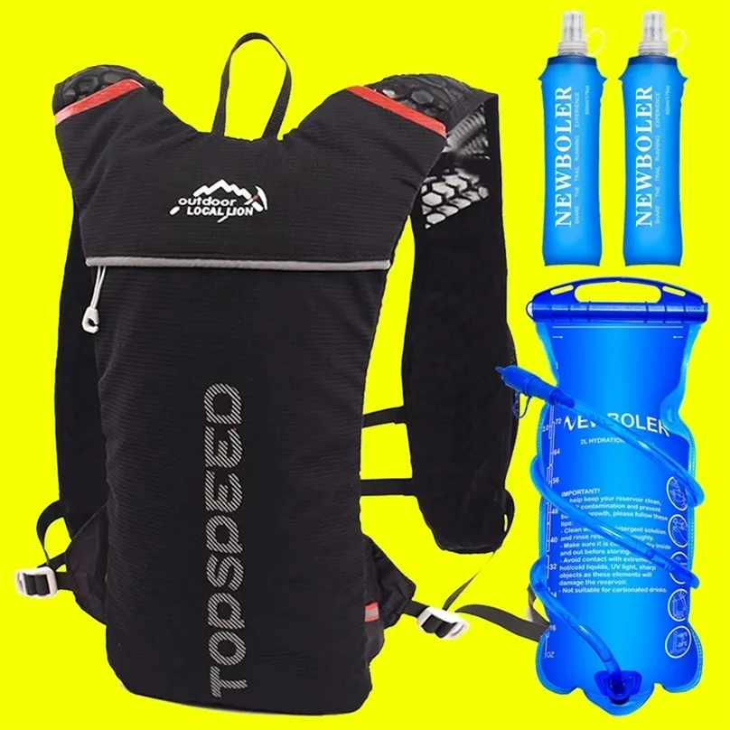 Zaino da corsa ultraleggero Zaino da trail con idratazione da 5 litri Zaino da maratona per bici Borsa da 500 ml Borraccia morbida 220520