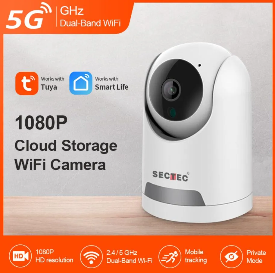 Mini telecamera Wifi SECTEC 1080P AI Tracciamento automatico Modalità privata Audio bidirezionale Visione notturna IR Camma PTZ Metodi di installazione multipli