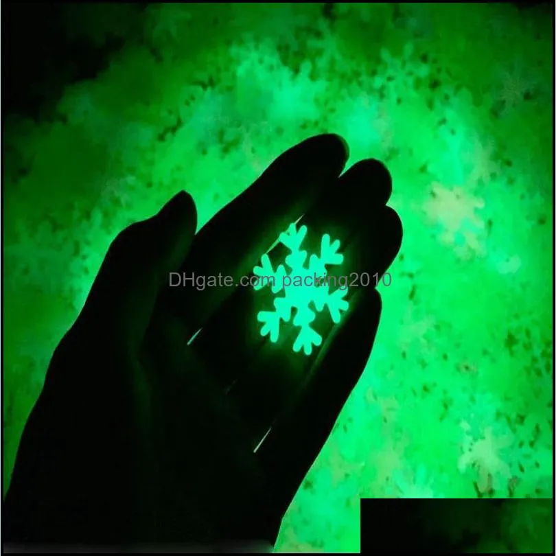 window decorations in the dark glow snowflake fluorescent lamp 3d sticker christmas children bedroom decoration christmas 50pcs/set