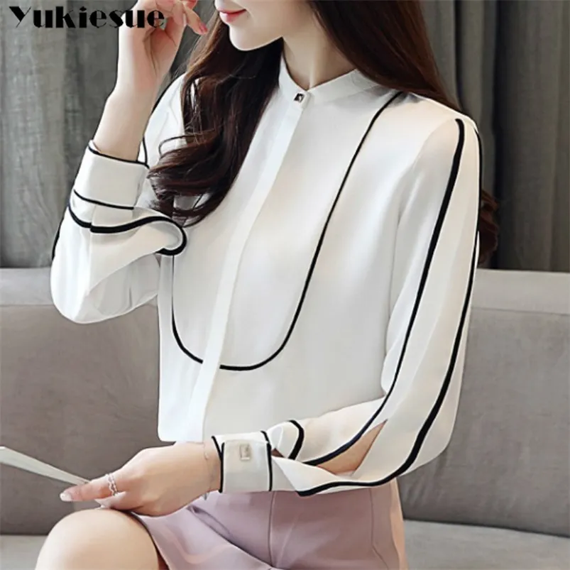 long sleeve OL office summer women's shirt blouse for women blusas womens tops and blouses chiffon shirts ladie's top 220513