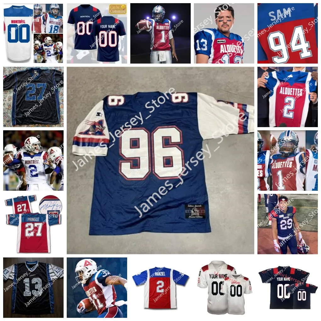 Maglia personalizzata CFL Montreal Alouettes 41 Kerfalla Exume 40 Josh Harvey-Clemons 16 Mike Jones 12 Najee Murray 6 Adarius Pickett 5 Greg Reid 37 Wes Sutton Pierre-Luc Caron