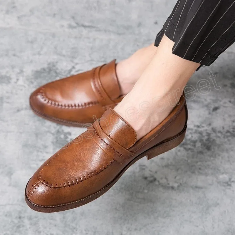 Mannen trouwjurkschoenen zwarte schoenen platte zakelijke heren loafers schoenen grote maat schoenen