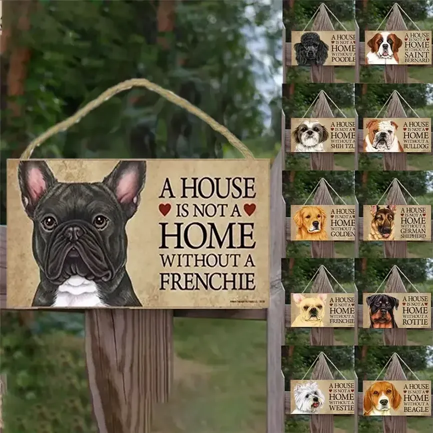 Hondentags rechthoekig houten huisdierhondenaccessoires Lovely Friendship Animal Sign Plaques rustieke wanddecor Home Decoratie GG01301