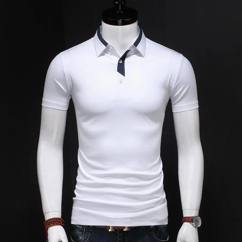 Men's Polos White Shirt Men Fashions Stretch Cotton Short Sleeve Shirts High Quality Casual ClothingMen's Men'sMen's
