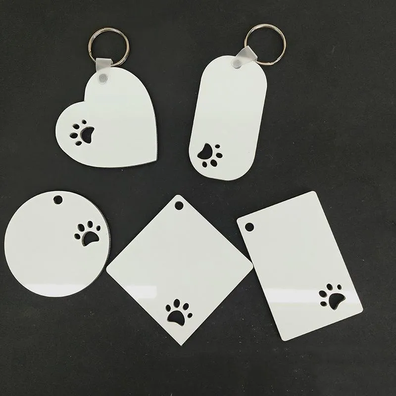 Sublimation Blank Wooden Keychain Pendant Double Sided Heat Transfer Pet Keychains Bag Decoration DIY Gift Keyring