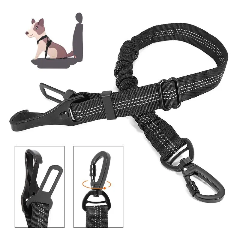 Obroże dla psów Smycze Pas bezpieczeństwa Samochodów Nylon Safety Seatbelt do trwałej odblaskowej bungee Leash pojazd małe średnie duże psy