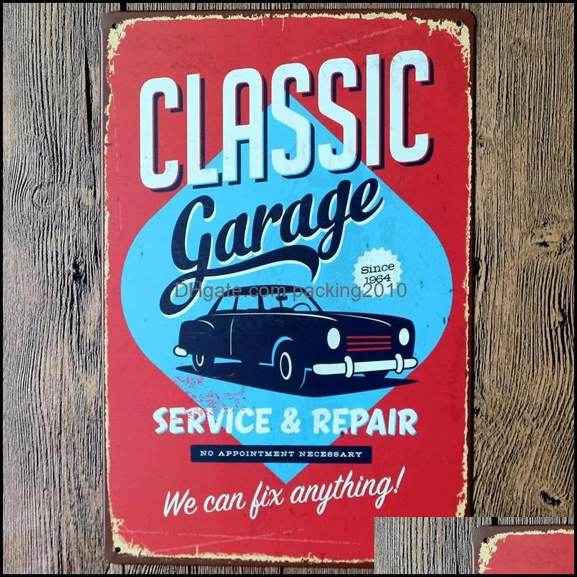 Metal Tin Sign Retro Garage Service Painting Rules Iron Paintings Vintage Craft Home Restaurant Decoration Pub Signs Wall Art Sticker