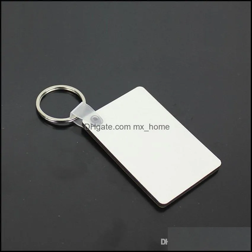 200pcs MDF Blank Key Chain Rectangle Sublimation Wooden Key Tags For Heat Press Transfer Photo Logo Thermal printing Gift A05