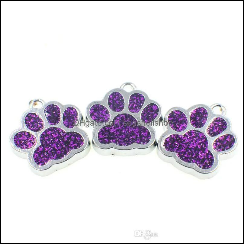 50pcs hc358 bling enamel cat dog/bear paw prints hang pendant fit rotating key chain keyrings bag jewelry making