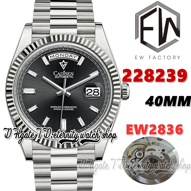 EWF V3 EW228239 ETA2836 EW2836 Automatische herenwork 40 mm Zwarte wijzerplaat Diamanten markers 904L Roestvrijstalen armband met dezelfde seriële garantiekaart Eeuwigheid Horloges
