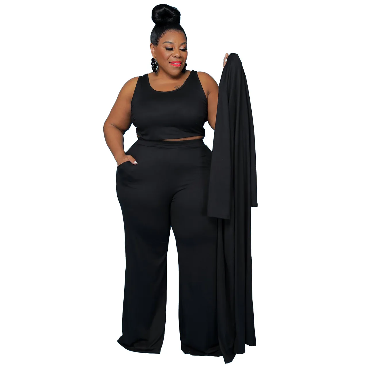 Casual Kvinnor Plus Size Träningsoveraller Mode Sport Hem Robe Rock Byxor Tredelad Kostym Damkläder Stora storlekar för kvinnor L/XL/XXL/XXX