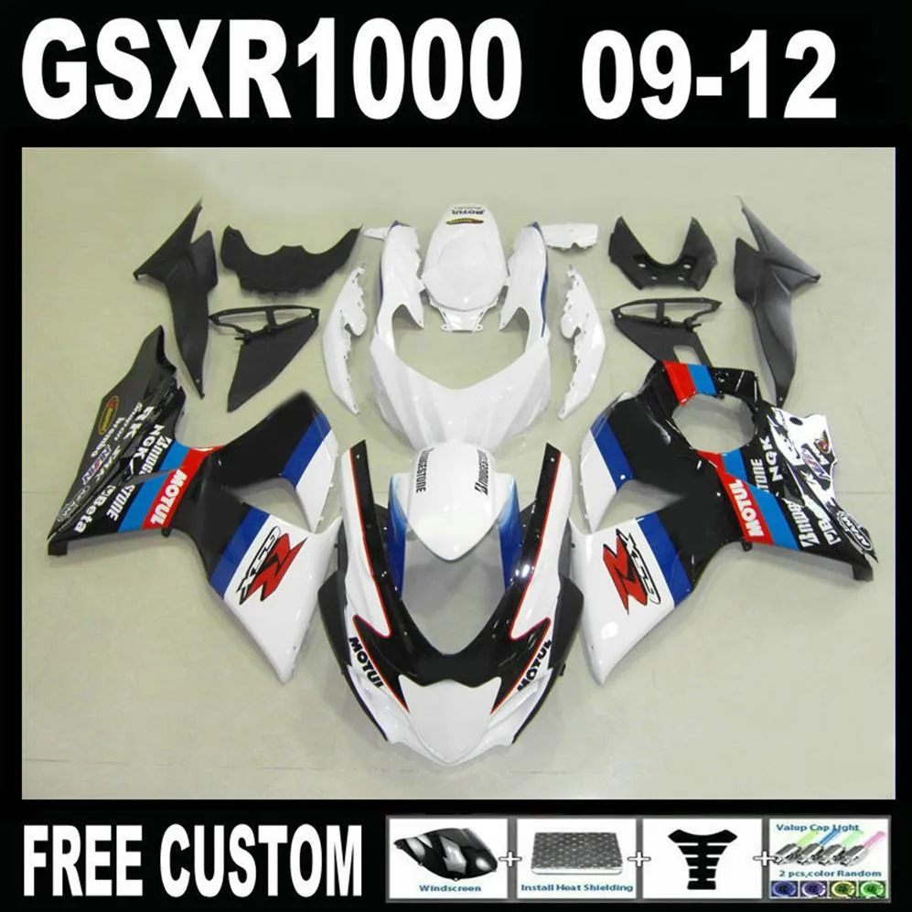 Injection mold 7 gifts fairing kit for Suzuki GSXR1000 09 10 11 12 white black fairings set gsxr 1000 2009-2012 IT253524