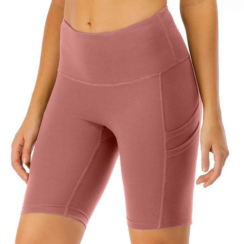Yoga Shorts Fitness Sports Leggings Tight High Waist Elastic Side Pockets Gym Clothes Women Underwears Running Exercise Pants
