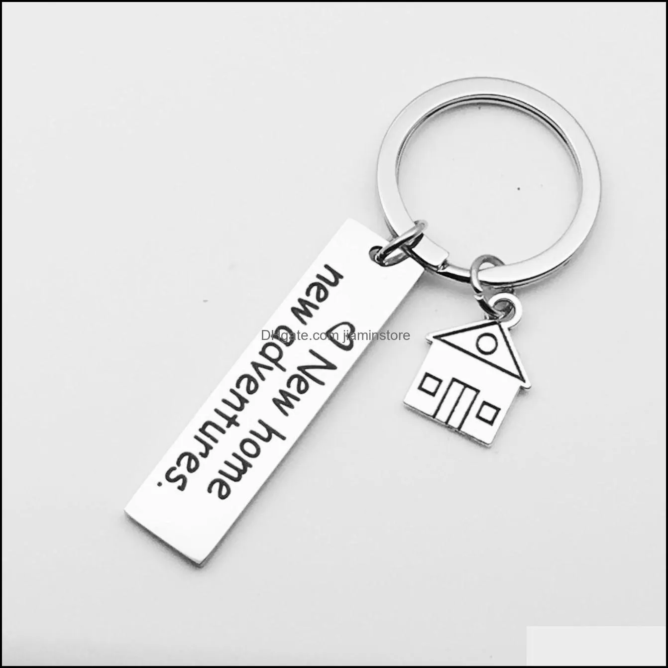 Home New Adventures Keychains Letters Key ring Housewarming Gift Realtor Closing Jewelry Sweet House