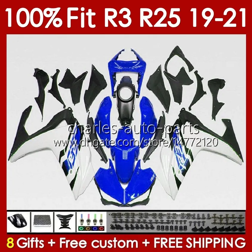 Yamaha YZF R 3 25 YZFR3 YZFR25 2019 2020 2021 BODY 141NO.96 100% FIT YZF-R3 YZF-R25 2019-2021 프레임 R3 R25 19 20 21 주입 금형 차체 키트 금속 파란색