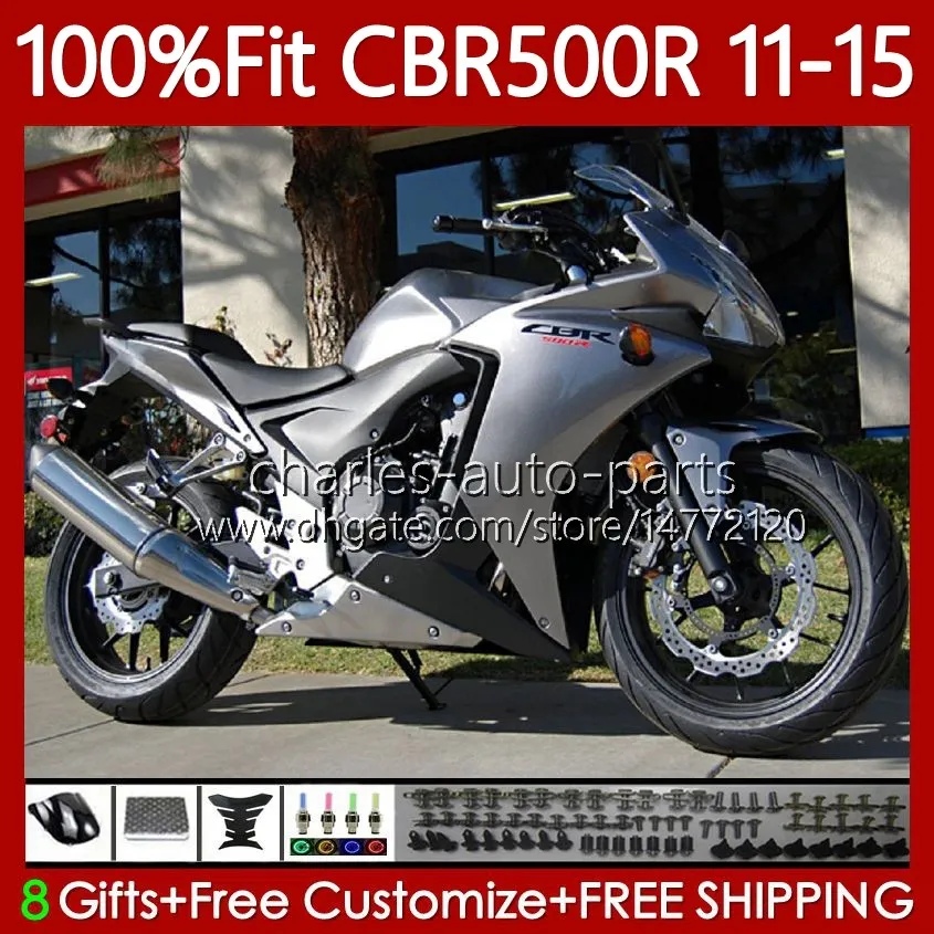 Honda CBR 500 R CC 500R RR CBR500R için Enjeksiyon Kalıp Perileri 11 12 13 14 15 Vücut 126NO.57 CBR500RR Parlak Gri 2011 2012 2013 2014 2015 CBR500 RR 11-15 OEM Karoseri Seti