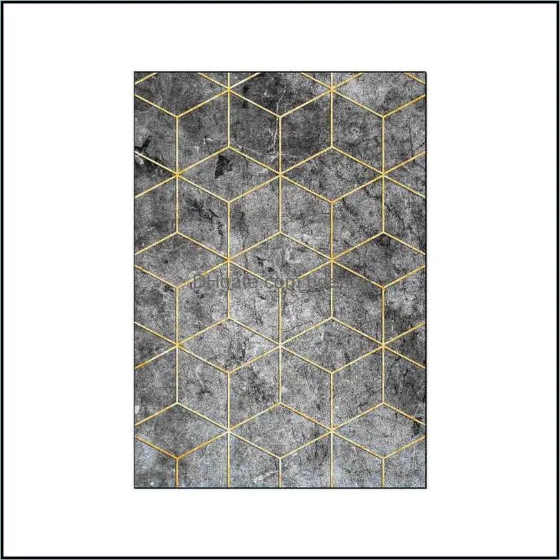 Bubble Kiss Luxury Black Gray Marble Pattern Carpet In The Living Room Golden Line Nordic Bedroom Rugs Home Decor Bedside Mat W220328