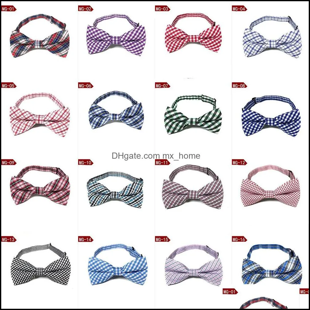 children plaid necktie british style baby ties fashion cute lattice necktie hot kids cotton and adjustable bow tie z0301