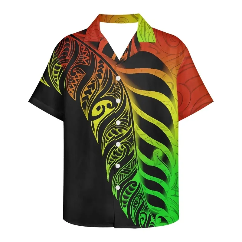 Camicia Uomo Hawaiana Con Stampa Tribale Polinesiana, Maniche Corte, Colletto, Leggera E Traspirante Per Estate E Vacanze