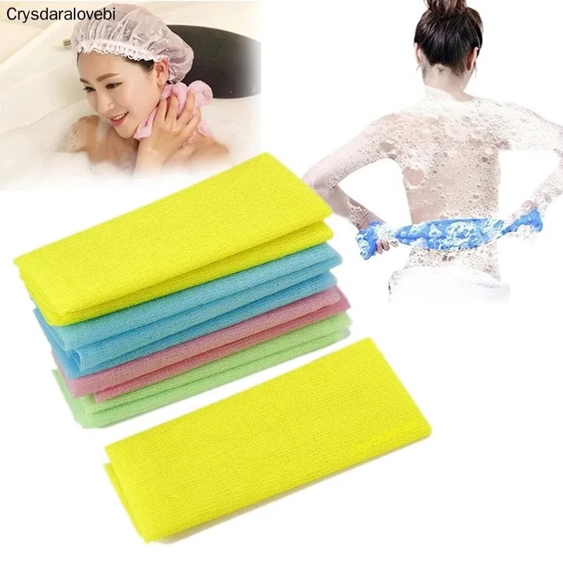 Nylon sponzen Japanse exfoliërende schoonheid huid bad douche wasstoffen handdoekje terug struikgewas 3 kleuren handdoek spons scrubbers