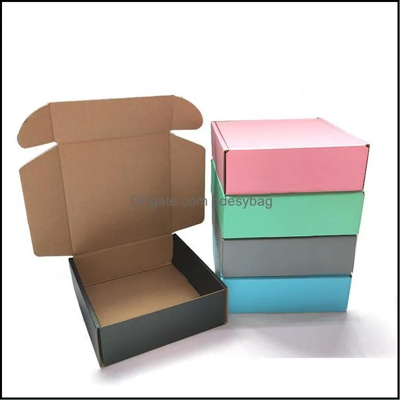 gift wrap 15pcs/lot pink three layer super hard paper box gray express packaging green folded 8 sizes