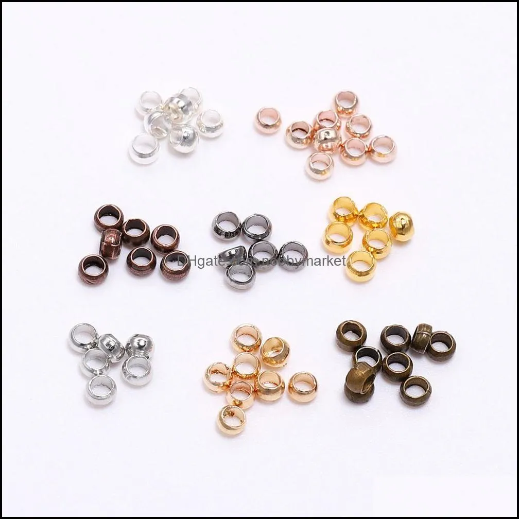 500pcs Gold Silver Ball Crimps End Beads 2/2.5/3mm Stopper Spacer Components Beads For Jewelry Making Findings DIY Accessories