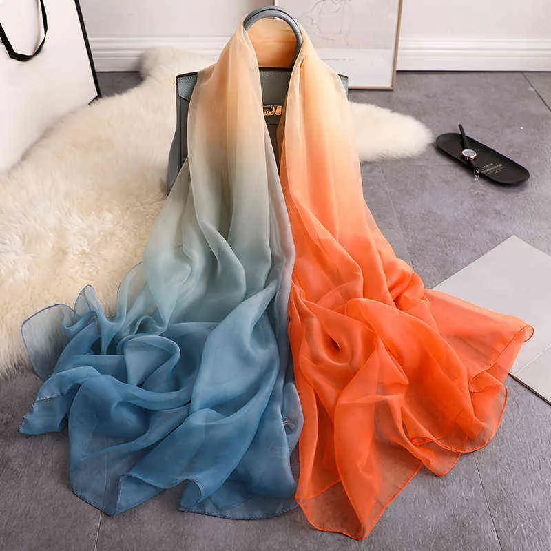 2022 Women Scarf Fashion Summer Print Silk Scarves For Lady Scarves Wraps Oversized Female Hijabs Pashmina Foulard Bandana J220713