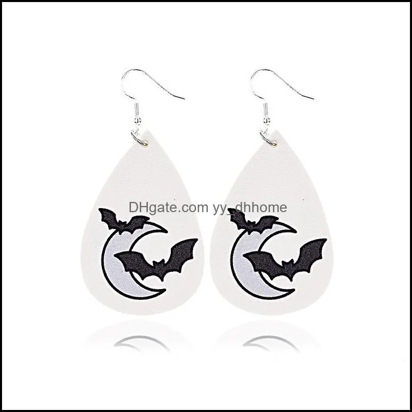 halloween leather earrings for women lady lightweight water drop lantern printed dangle earring fashion jewelry l587fa