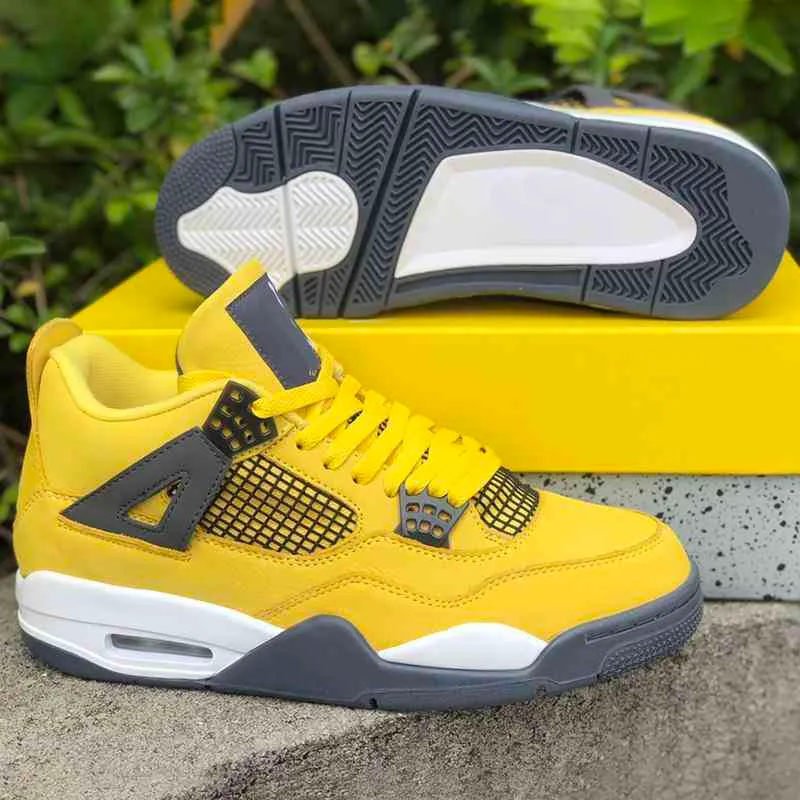 2021 Top quality Jumpman 4 lightning black yellow Basketball Shoes classic design 4s Running Sneakers Men Sport Trainers With Box.