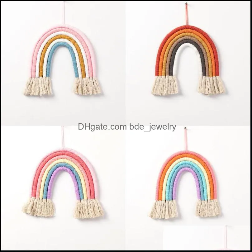 rainbow weaving tassels pendants childrens room decoration 6 color wall hanging tapestrie kids party favor baby home 23zl g bdejewelry