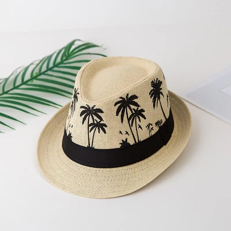 Berets Fashion Men Women Summer Beach Strailby Jazz Cap Coconut Tree Casual Sun Panama Hat лента лента Bandberets wend22